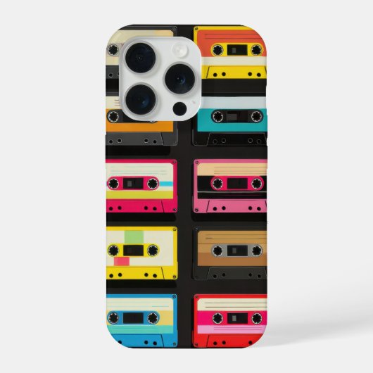 Retro Cassette Tape Pattern – Vintage Music  iPhone Hülle (Rückseite)