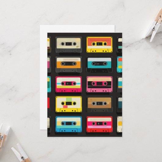 Retro Cassette Tape Pattern – Vintage Music Karte (Vorderseite/Rückseite Beispiel)