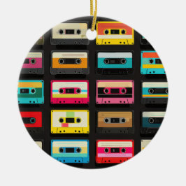 Retro Cassette Tape Pattern – Vintage Music Keramik Ornament