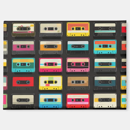 Retro Cassette Tape Pattern – Vintage Music  Magnet (Vorderseite)