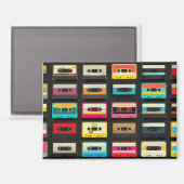 Retro Cassette Tape Pattern – Vintage Music  Magnet (Vorderseite/Rückseite)