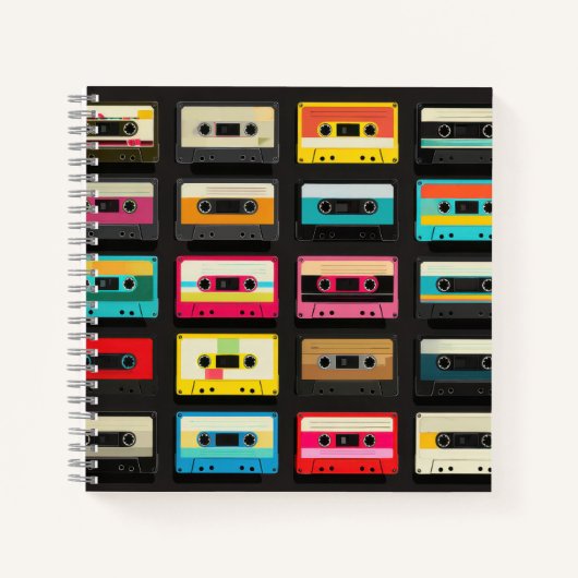Retro Cassette Tape Pattern – Vintage Music  Notizblock (Vorderseite)