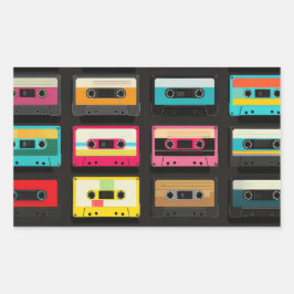 Retro Cassette Tape Pattern – Vintage Music Rechteckiger Aufkleber
