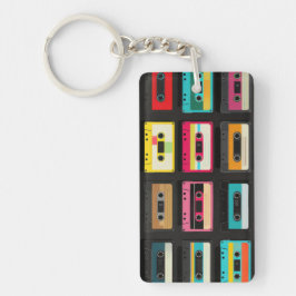 Retro Cassette Tape Pattern – Vintage Music Schlüsselanhänger