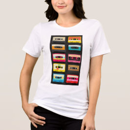 Retro Cassette Tape Pattern – Vintage Music Tri-Blend Shirt