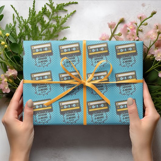 Retro Cassette Tape Pop Art Comic Hochzeit Geschenkpapier