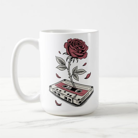Retro Cassette Tape Rose Personalized Name Kaffeetasse (Links)