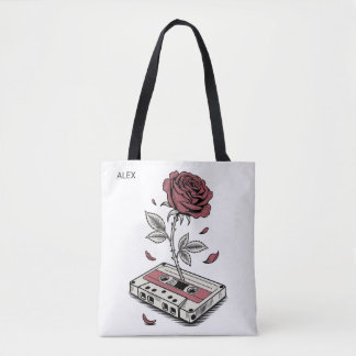 Retro Cassette Tape Rose Personalized Name  Tasche