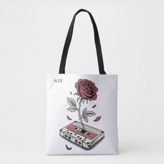 Retro Cassette Tape Rose Personalized Name  Tasche (Vorderseite)