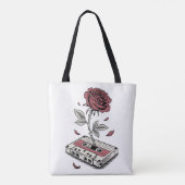 Retro Cassette Tape Rose Personalized Name  Tasche (Rückseite)