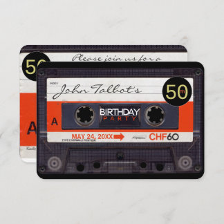 Retro Cassette Tape S 50. Geburtstagsparty Inv Einladung