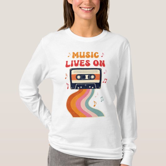 Retro Cassette Tape Shirt - Musik lebt auf Vintag (Vorderseite)