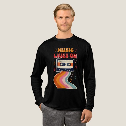 Retro Cassette Tape Shirt - Musik lebt auf Vintag (Volle Vorderseite)