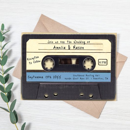 Retro Cassette Tape Wedding Invitation Einladung