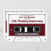 Retro Cassette Tape Wine Red Anniversary Party Einladung (Vorne/Hinten)