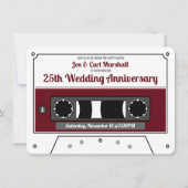 Retro Cassette Tape Wine Red Anniversary Party Einladung (Vorderseite)