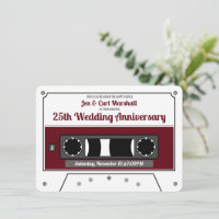 Retro Cassette Tape Wine Red Anniversary Party