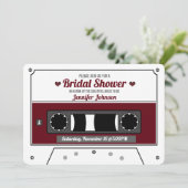 Retro Cassette Tape Wine Red Brautparty Einladung (Stehend Vorderseite)