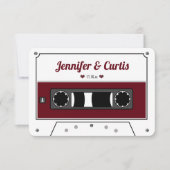 Retro Cassette Tape Wine Red Gastgeschenk Hochzeit Dankeskarte (Vorderseite)