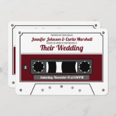 Retro Cassette Tape Wine Red Wedding Einladung (Vorne/Hinten)