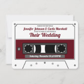 Retro Cassette Tape Wine Red Wedding Einladung (Vorderseite)
