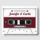 Retro Cassette Tape Wine Red Wedding Gästebuch (Vorderseite)