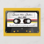 Retro Cassette Tape Yellow 90's Save the Date Ankündigungspostkarte (Vorderseite)
