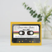 Retro Cassette Tape Yellow 90's Save the Date Ankündigungspostkarte (Stehend Vorderseite)