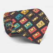 Retro Cassette Tapes Pop Culture Custom Necktie Krawatte (Gerollt)