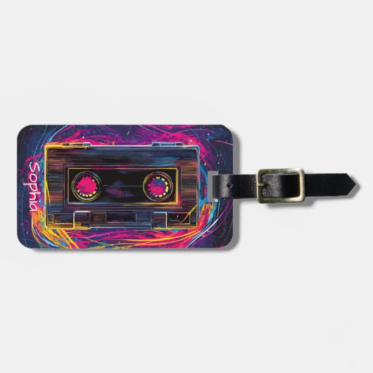 Retro Cassette Vibes Gepäckanhänger (Vorderseite horizontal)