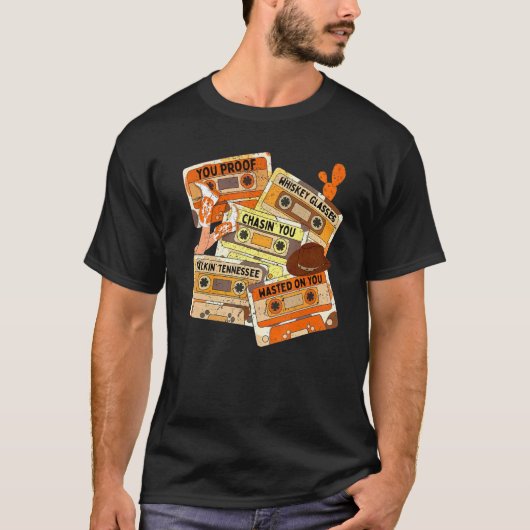 Retro Cassette Wasted On You Proof Western Country T-Shirt (Vorderseite)