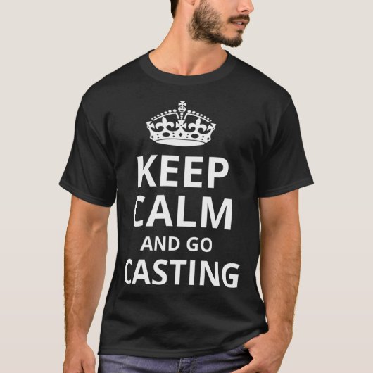 Retro Casting Fishing 'Keep Calm and Go Casting Fi T-Shirt (Vorderseite)