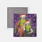 RETRO CAT 1970ER FUNNY CHRISTMAS MAGNET (Vorderseite/Rückseite)