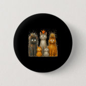 Retro Cat Art Crazy Funny Kitten Gift Men Women Bo Button (Vorderseite)