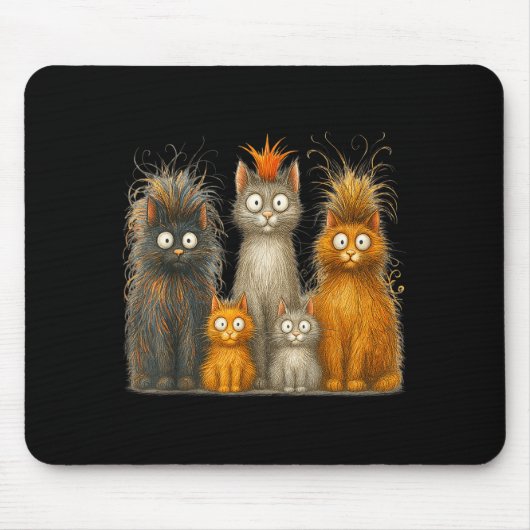 Retro Cat Art Crazy Funny Kitten Gift Men Women Bo Mousepad (Vorne)