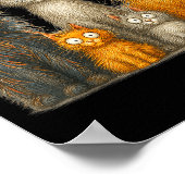 Retro Cat Art Crazy Funny Kitten Gift Men Women Bo Poster (Ecke)