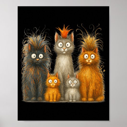 Retro Cat Art Crazy Funny Kitten Gift Men Women Bo Poster (Vorne)