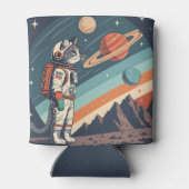 Retro Cat Astronaut Cosmic Space Illustration Dosenkühler (Rückseite)
