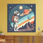 Retro Cat Astronaut Cosmic Space Illustration Leinwanddruck (Insitu (Wohnzimmer))