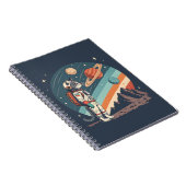 Retro Cat Astronaut Cosmic Space Illustration Notizblock (Rechte Seite)