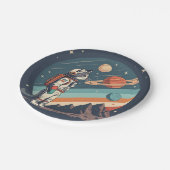 Retro Cat Astronaut Cosmic Space Illustration Pappteller (Schrägansicht)