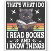 Retro Cat Books The Reader Halloween Reading Gesch Aufkleber (Vorderseite)