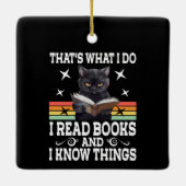 Retro Cat Books The Reader Halloween Reading Gesch Keramikornament (Rückseite)