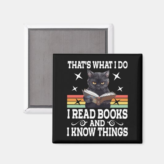 Retro Cat Books The Reader Halloween Reading Gesch Magnet (Vorderseite/Rückseite)