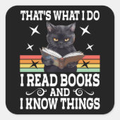 Retro Cat Books The Reader Halloween Reading Gesch Quadratischer Aufkleber (Vorderseite)