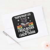 Retro Cat Books The Reader Halloween Reading Gesch Quadratischer Aufkleber (Umschlag)