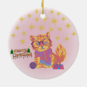 Retro Cat Ceramic Christmas Ornament (Hinten)