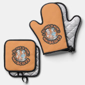 Retro Cat Chef Maiscuits Baking Art Ofenhandschuh & Topflappen-Set (Vorderseite/Rückseite)