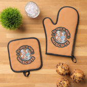 Retro Cat Chef Maiscuits Baking Art Ofenhandschuh & Topflappen-Set (Oben Unten)