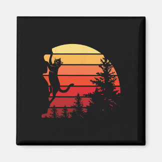 Retro Cat Climbing Meowtain Vintage Kitty Rock Cli Magnet